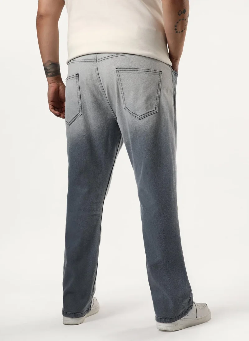 Urbano Fashion  Urbano Plus Men's Grey Straight Fit Heavy Washed Faded Denim Jeans Stretchable for Men | Best Price UAE